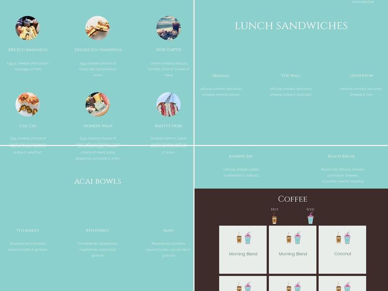 KB's Bagels and Java Menu