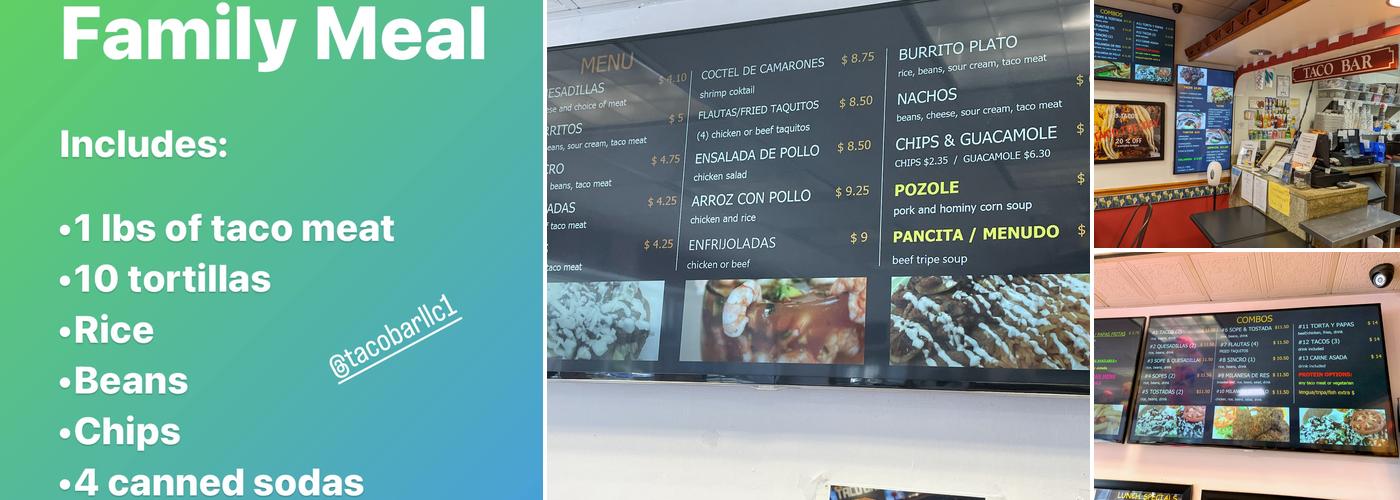 Taco Bar Gaithersburg Menu