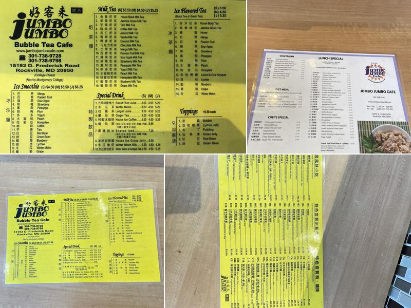 Jumbo Jumbo Cafe Asia Taste Menu