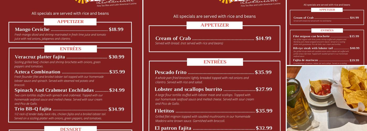 Sol Azteca Restaurant Menu