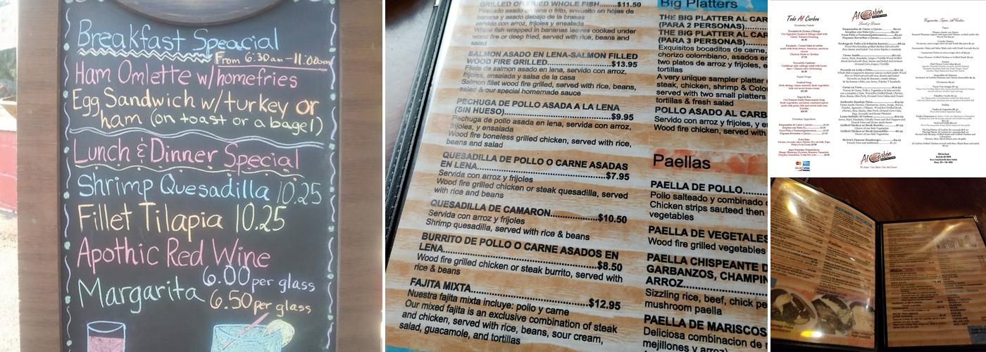 Al Carbon Restaurant Menu