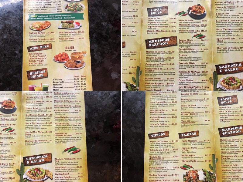 La Frontera Menu
