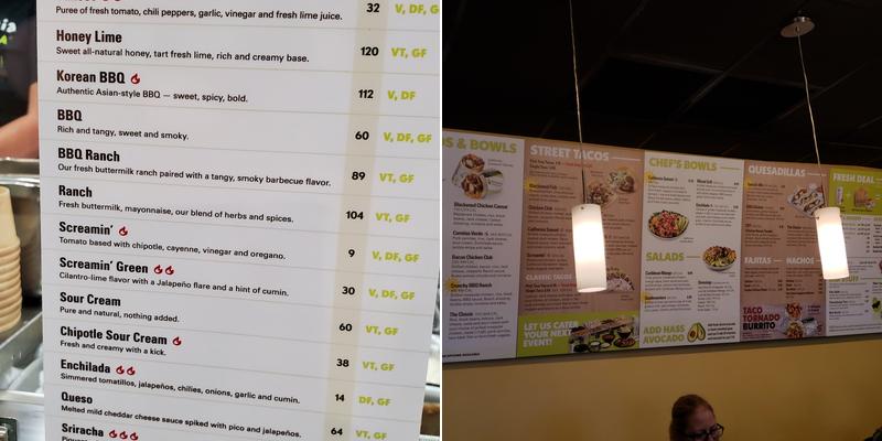 California Tortilla Menu