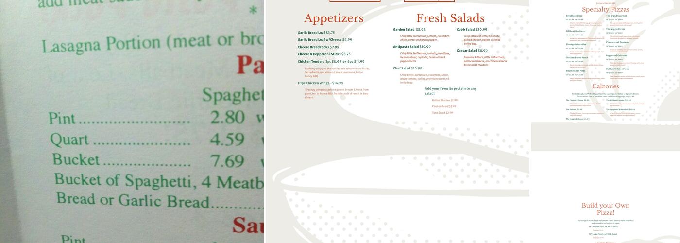 Sam's Italian Foods Menu