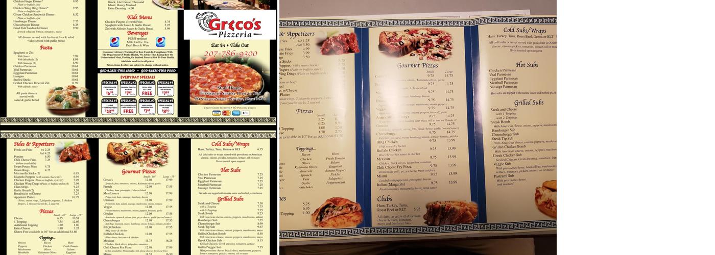 Greco's Pizzeria Menu