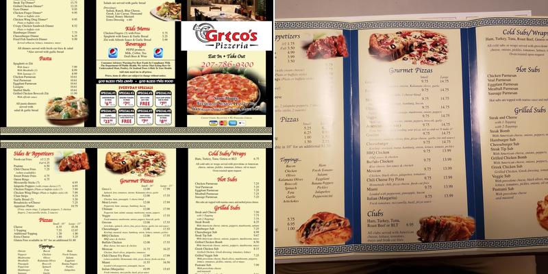 Greco's Pizzeria Menu