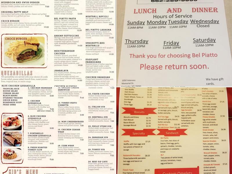 Bel Piatto Menu