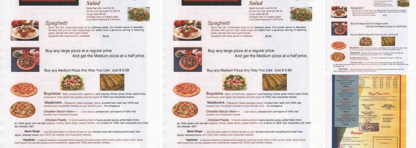 Pizza Time Menu