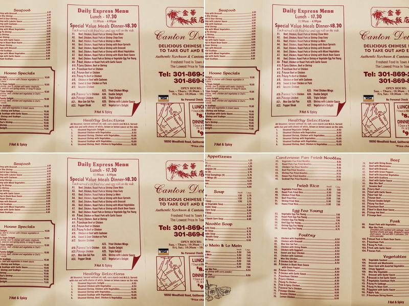 Canton Delight Menu