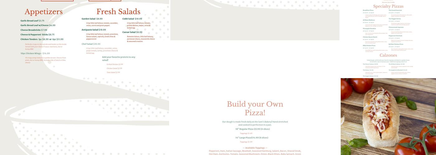 Sam's Italian Foods Menu