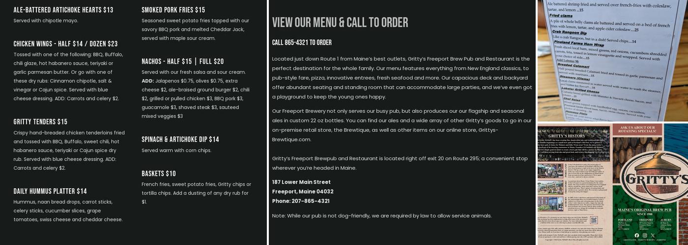 Gritty McDuff's Brew Pub Menu