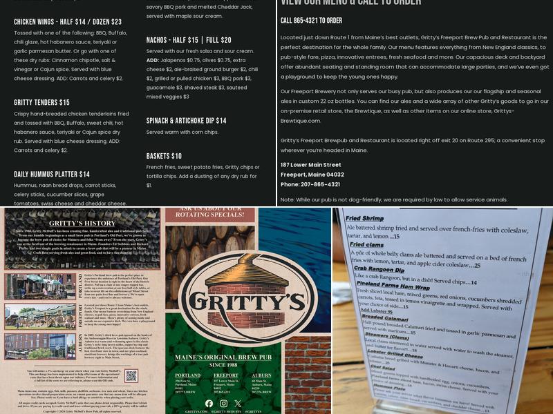 Gritty McDuff's Brew Pub Menu