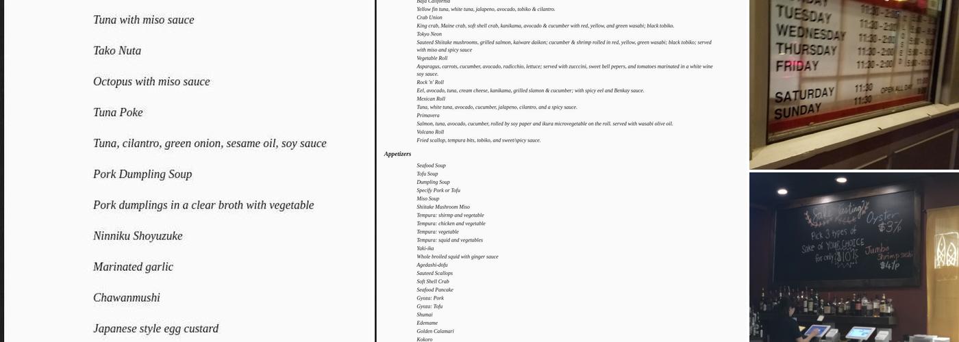 Benkay Japanese Restaurant And Sushi Bar Menu