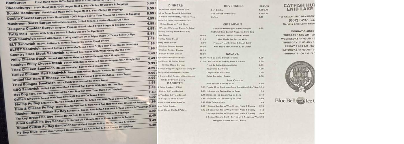 Catfish Hut Menu