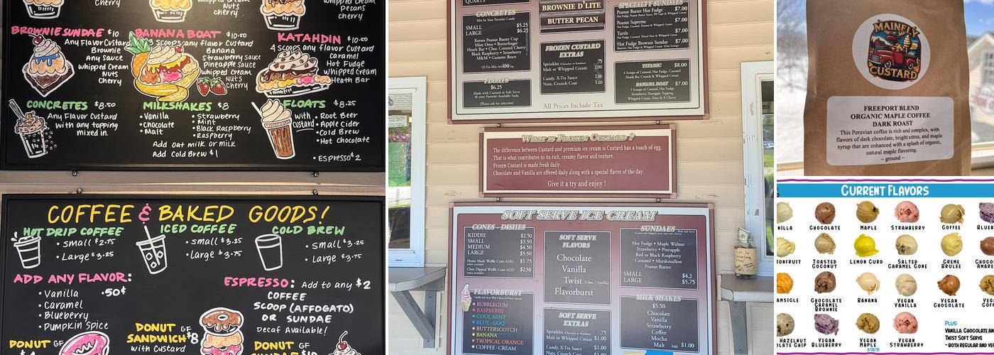 Mainely Custard Menu