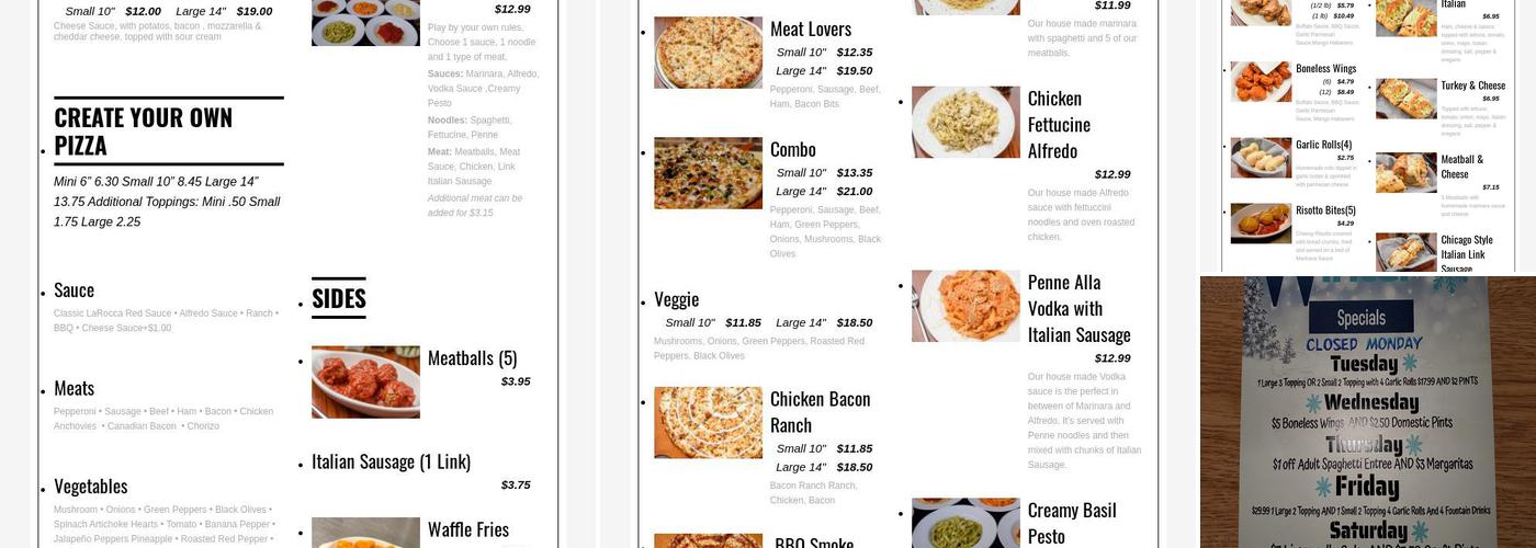 LaRocca's Pizza Menu