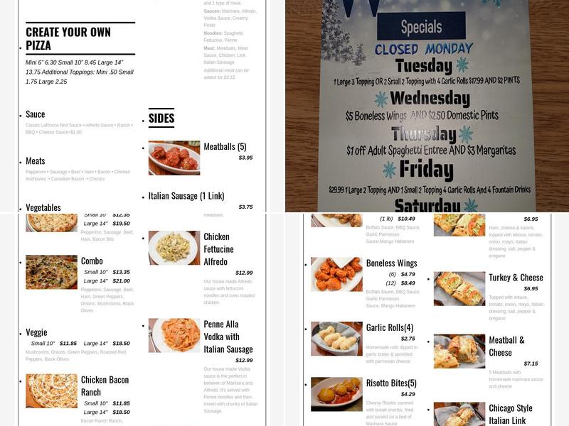 LaRocca's Pizza Menu