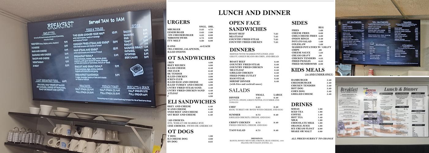 Cook's American Grill Menu