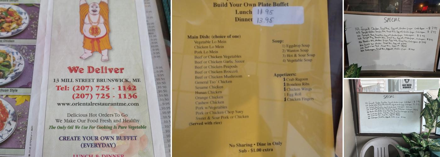 Oriental Restaurant Menu