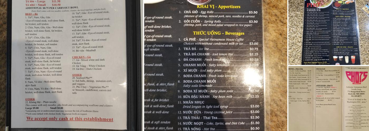 Pho 75 Menu