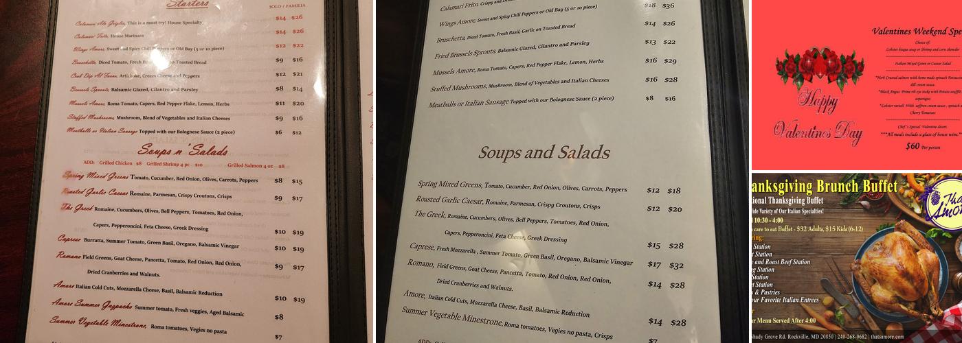 That's Amore Restaurant Menu