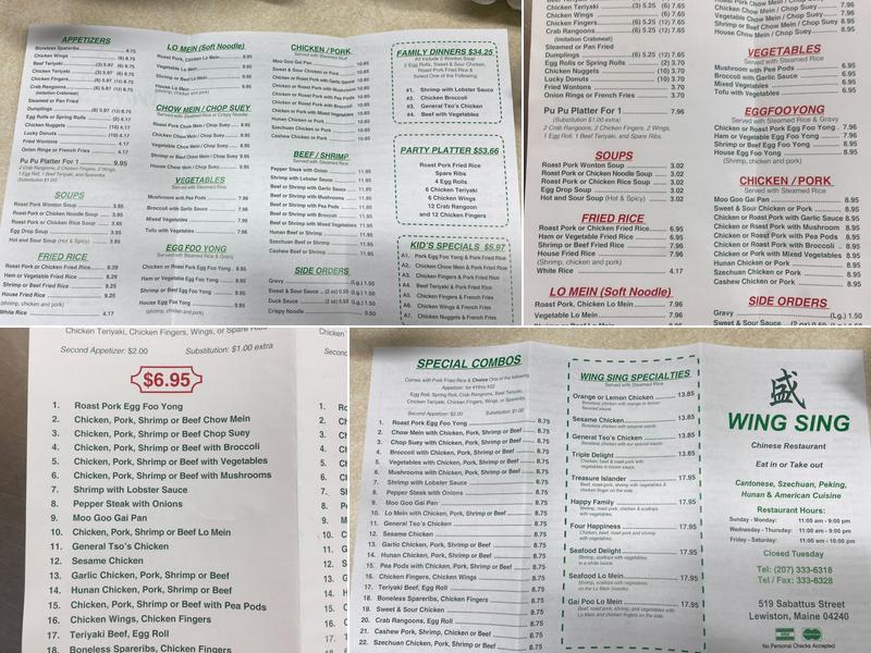Wing Sing Menu