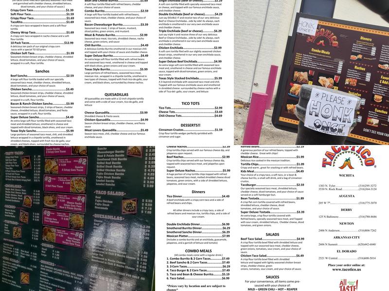 Taco Tico Menu