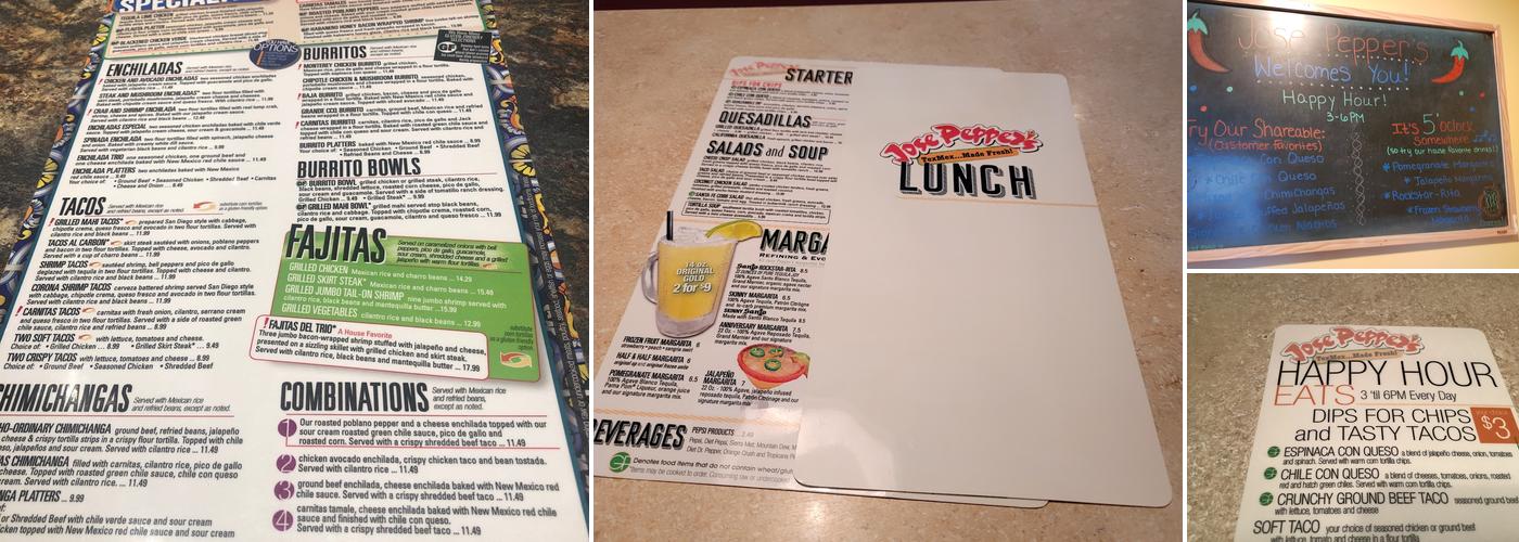 Jose Pepper's Menu