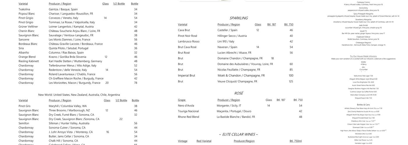 The Dockside Grill Menu