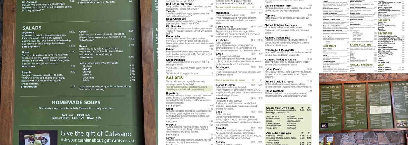 Cafesano Menu