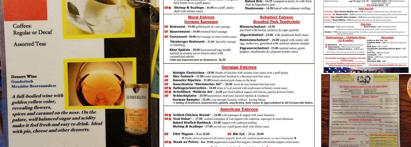 Richard's Restaurant Menu