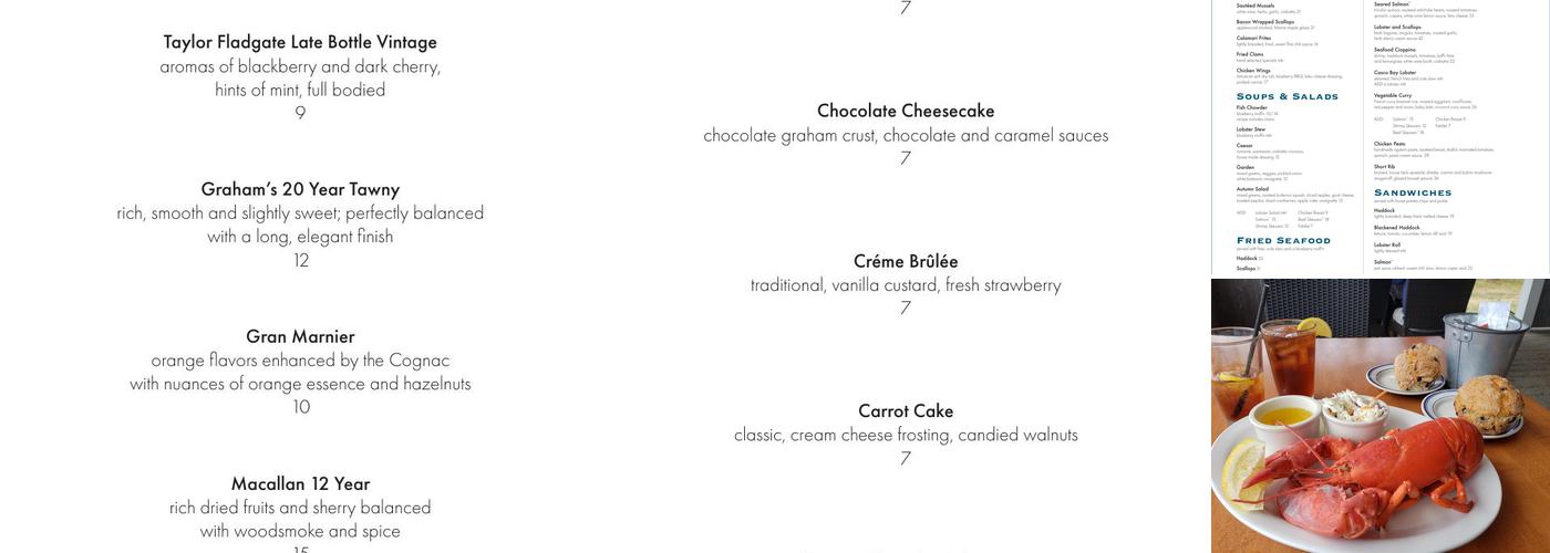 Dolphin Marina & Restaurant Menu