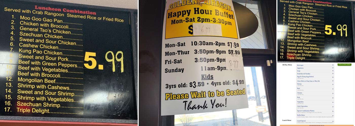 Golden Dragon Menu