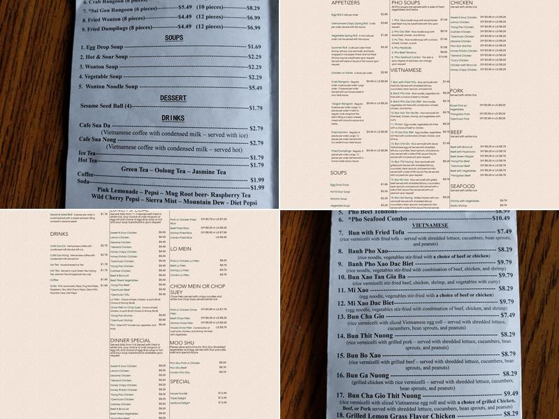 Saigon Menu