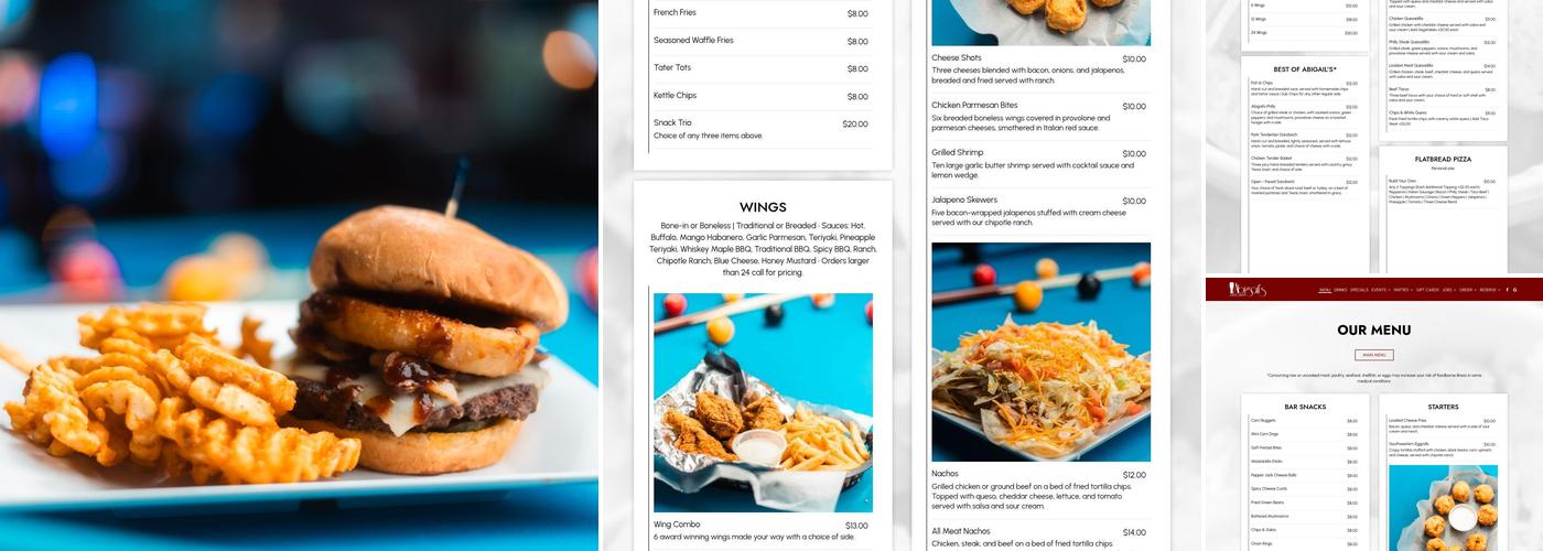 Abigail's Grill & Bar Menu