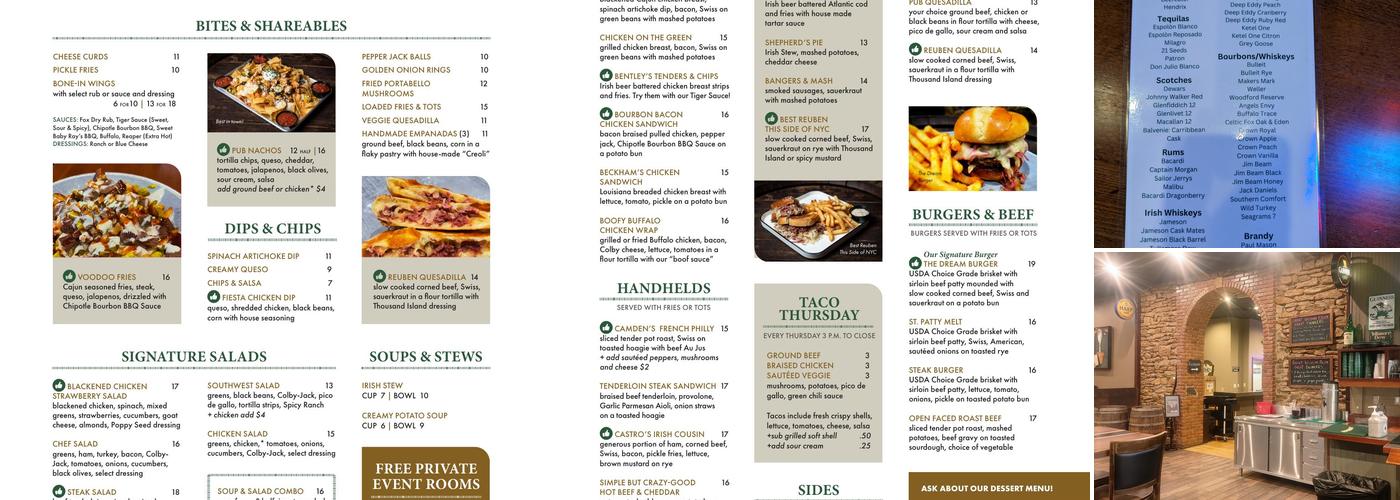 The Celtic Fox Menu