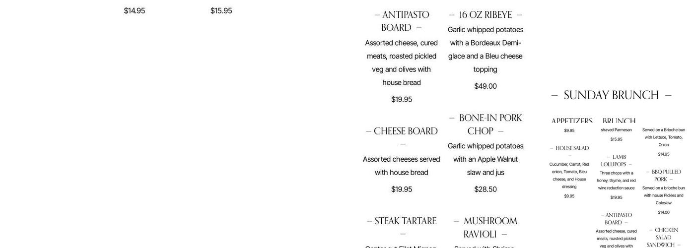 Grass Rootes Menu