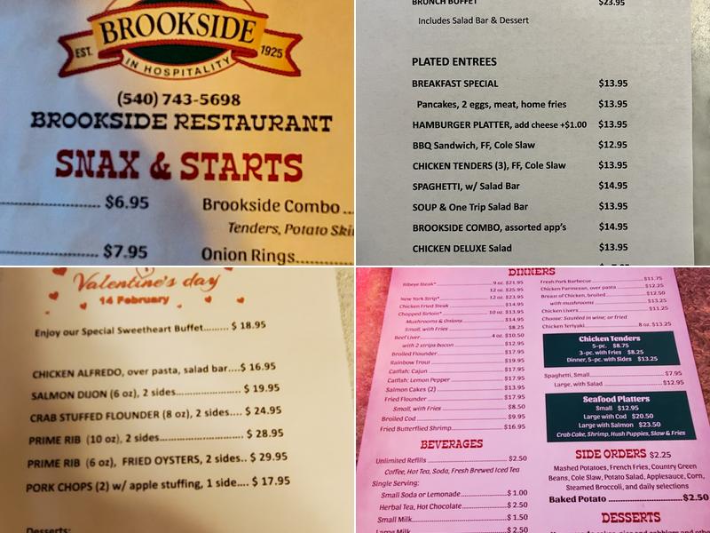 Brookside Restaurant & Cabins Menu