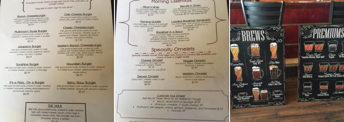 The Peacock Lounge Menu