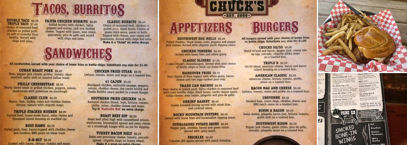 Chuck's Bar Menu