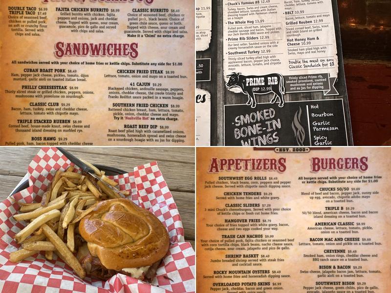 Chuck's Bar Menu