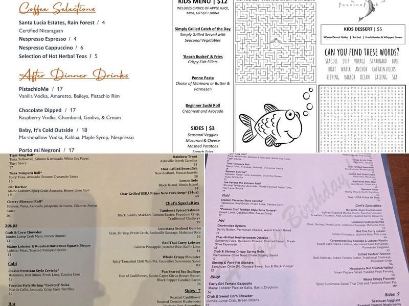 PassionFish Reston Menu