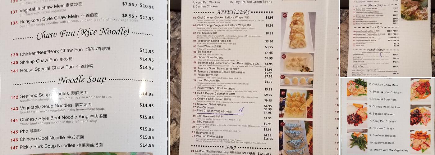 Chef Cheng's Chinese Restaurant Menu
