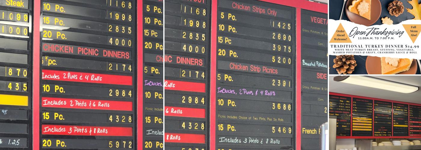 Jim's Country Style Chicken, Inc. Menu