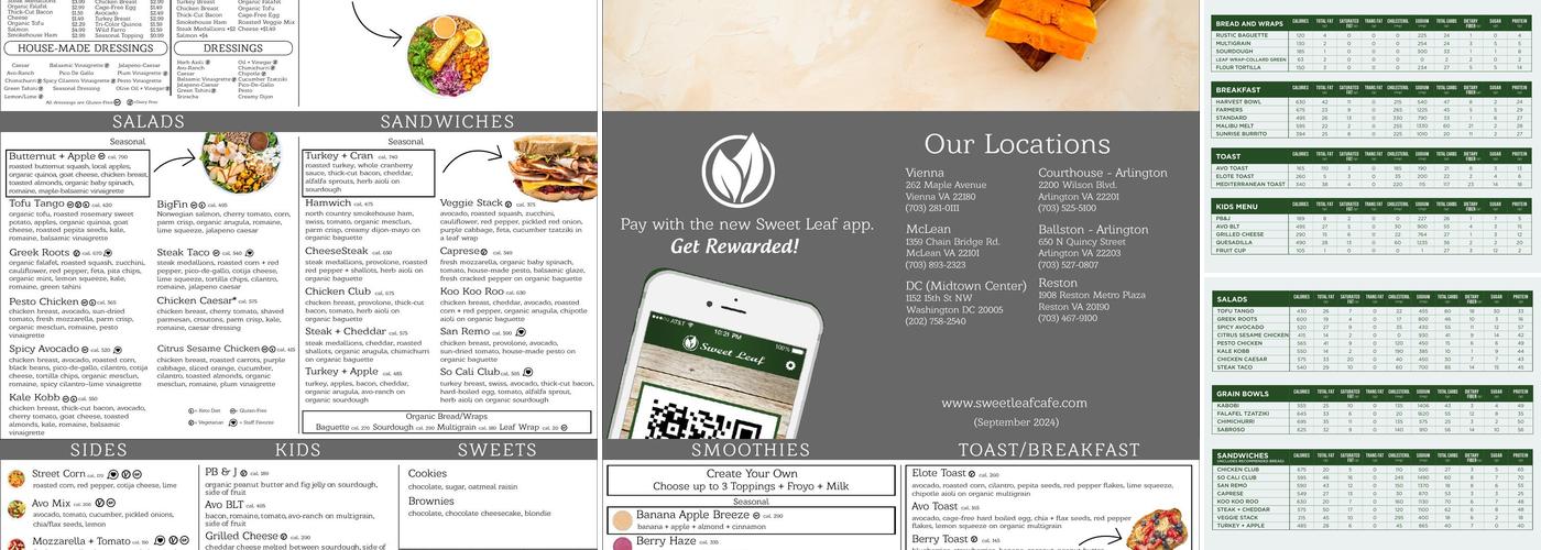 Sweet Leaf Menu