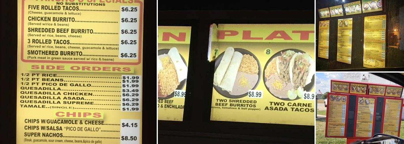 Pancho's Mexican Food Menu