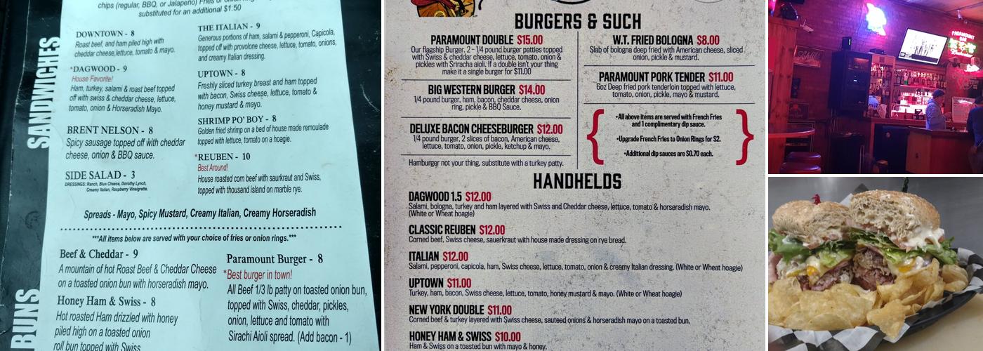 Paramount Bar Menu