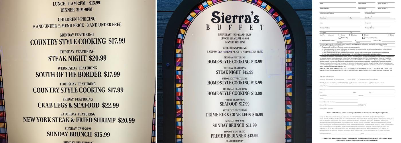 Sierra's Buffet Menu