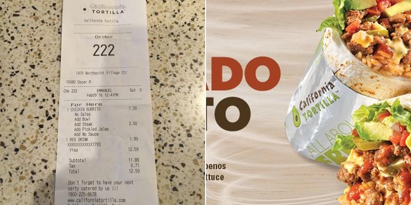 California Tortilla Menu