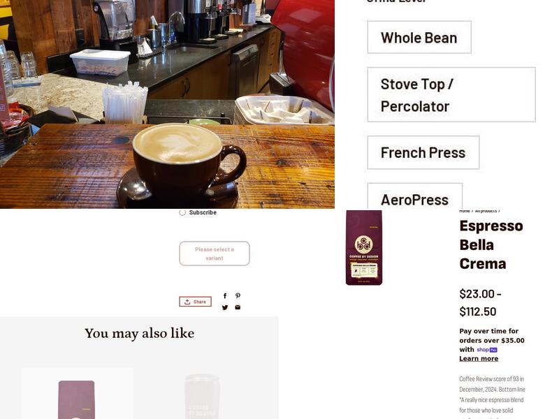Coffee By Design Menu